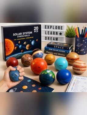 Solar System Stress Ball Set 20pc Planet Balls Kids Sensory Toy Educational Spac